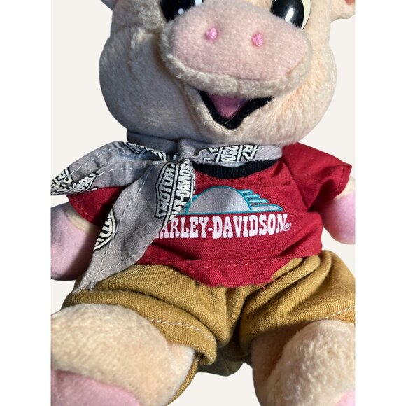 Harley-Davidson Pig Hog Plush Toy With Red Shirt & Bandana - Picture 3 of 13